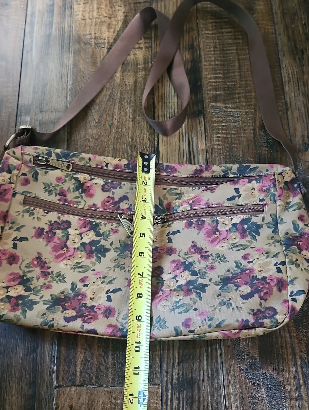 Patricia Nash Large Floral Antique Rose Crossbody Bag - Pink Floral Print